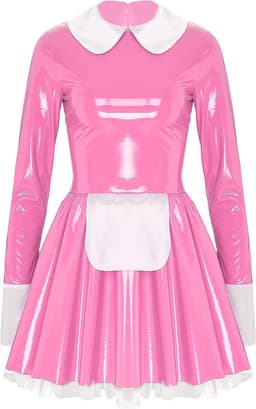 Roze Wetlook Jurk - Faux Latex - Dames Lingerie - Rok - Sexy — thumbnail 4