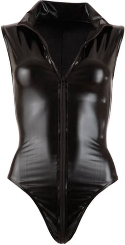 Cottelli Collection – Sexy Body met Verfijnde Wetlook met Korte Mouwen en Dubbele Rits voor Pure Seductie – Maat XL – Zwart — thumbnail 9