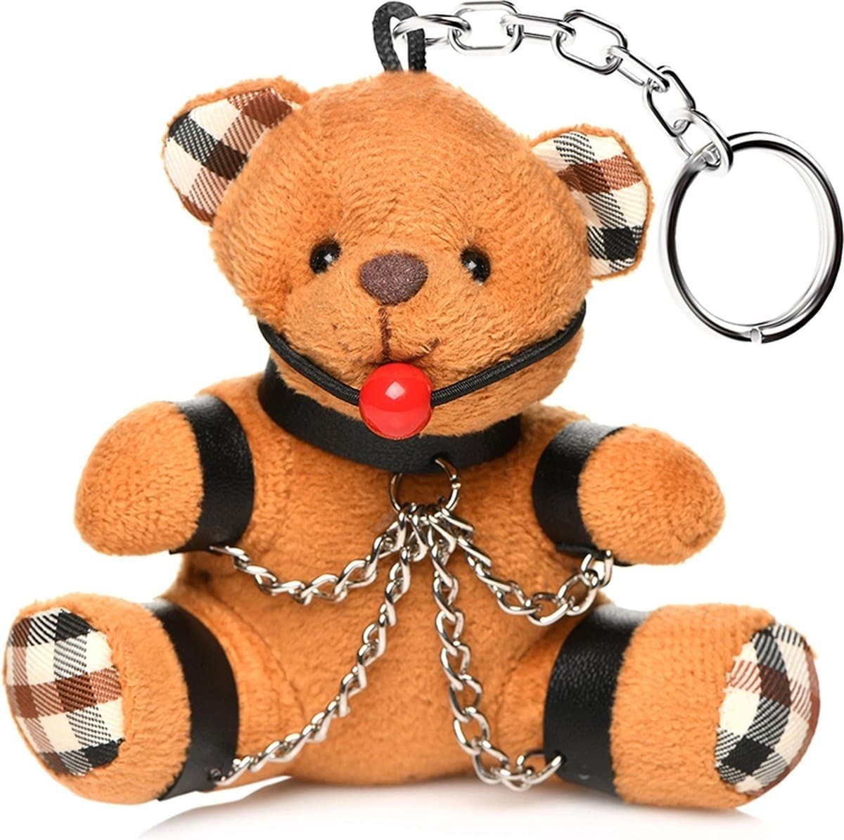XR Brands AH118 - Gagged Teddy Bear Keychain - Brown — afbeelding 1