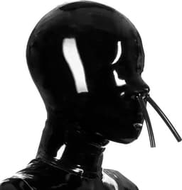 Full latex masker - Neus beademing buisjes - Fetisj - BDSM - Erotische maskers - 4MM Dikte latex - Maat L/XL — thumbnail 1