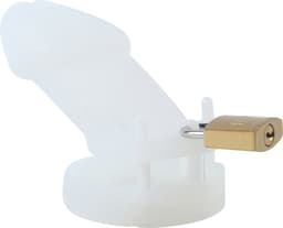 Banoch | Cockcage White | siliconen | witte Chastity Cage met 5 ringen | small / medium — thumbnail 4