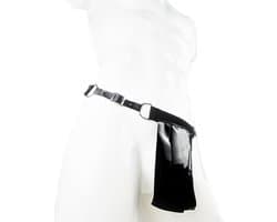 BamBella® String Man - sexy ondergoed Lingerie Heren XS -Open voorkant onderbroek Datex (Mix latex en stof) - Zwart mannen string Imitatie leer SM BDSM kleding