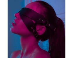 Verstelbare lederen BDSM blinddoek - Oog masker - Zeer luxe uitvoering - Gespsluiting - SM - Leer - Hoge kwaliteit - One size