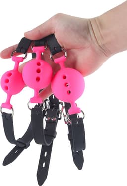 Banoch - ballgag siliconen small - roze Ø 3,5 cm - bdsm — thumbnail 12