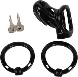 Banoch | Peniskooi aluminium zwart | 3 ringen | 45 mm, 50 mm & 55 mm | chastity cage voor mannen — thumbnail 4