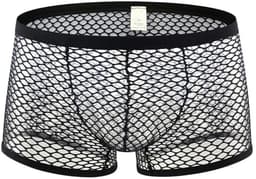 Zwarte Visnet Boxershort Heren – Sexy Transparant Herenondergoed – Maat M/L — thumbnail 1
