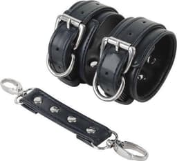 Banoch | enkelboeien van pu leer | zwart / zilver| bondage — thumbnail 4