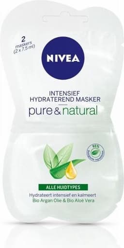 NIVEA Pure & Natural Intensief Hydraterend Masker - 2 x 7,5 ml - Gezichtsmasker — thumbnail 3