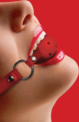 Ouch! Mond Knevel met Geperforeerde Bal en Lederen Band Verstelbaar - Rood — thumbnail 1