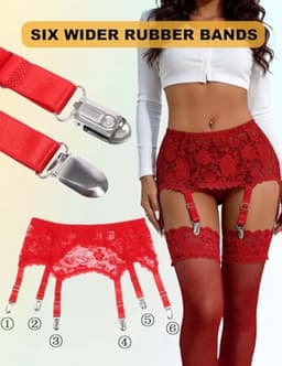 Rode jarretelgordel set met 6 banden - Verstelbaar en comfortabel voor dames — thumbnail 5