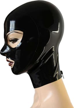100% Latex Masker BDSM - Capuchon - Open mond - Ogen - Neusgaten - Rollenspel - Unisex - Extreme SM - Cosplay - MAAT L/XL — thumbnail 3