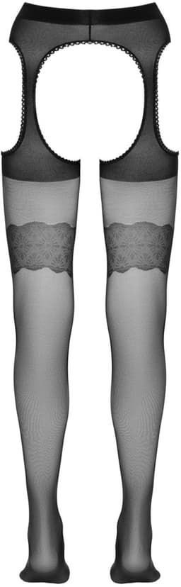 Cottelli Collection – Sexy kousen en jarretels met open zijkanten en kruis – Maat XL – Zwart — thumbnail 2