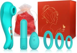 IVY LUX - Valentijn cadeautje voor haar - valentijn cadeautje voor hem - Sex toys voor koppels - Set met 3 artikelen inclusief romantische rozenblaadjes - Waterproof - Turquoise — thumbnail 1