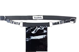 BamBella® String Man - sexy ondergoed Lingerie Heren XS -Open voorkant onderbroek Datex (Mix latex en stof) - Zwart mannen string Imitatie leer SM BDSM kleding — thumbnail 4