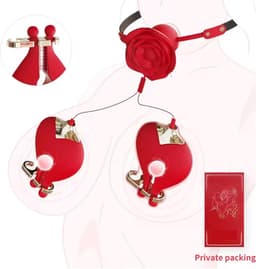 Set van vibrerende tepelklemmen en vibrerende mond gag - BDSM - Knevel - Luxe siliconen - 10 vibratietstanden — thumbnail 2