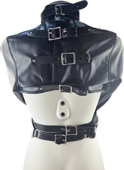 BNDGx® - Dwangbuis Straight jacket - Maat XS t/m M - Nep Leer - Onesize - Extreme BDSM Bondage Restraint Erotische sex kleding keurslijf — thumbnail 3