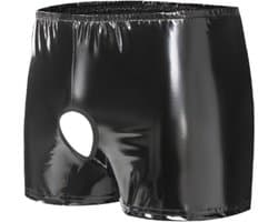 BamBella ® - Boxer short Maat L/XL Datex Zwart (Latex en stof SM kleding BDSM erotische heren kleding ondergoed lingerie onderbroek
