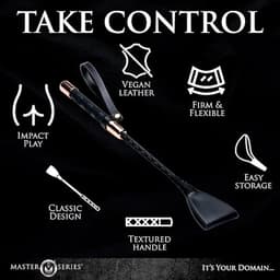 Luxe Zwarte Zweep – Midnight Authority – Erotisch Speelgoed voor Koppels | BDSM Whip met Gouden Details – Sexy Fetish Accessoire – Kinky Dominatrix Accessoire – 45 cm | Dare to Undress — thumbnail 6