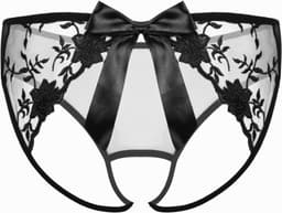 Sexy String met Open Achterkant - Zwart - Open Kruis - Erotisch Design met Kant en Strik - One Size - Dames String - Lingerie / Ondergoed — thumbnail 2