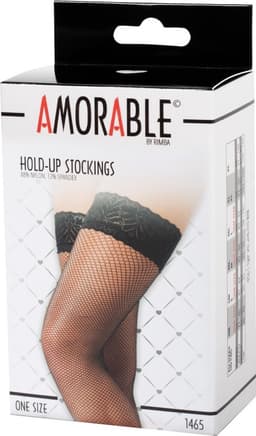 Amorable - Erotische Kousen - Hold-up Visnet Kousen - Zwart - One Size — thumbnail 2