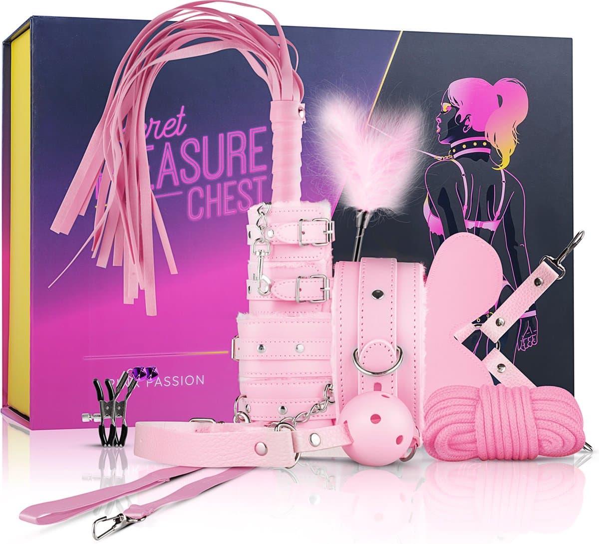 Secret Pleasure Chest - Pink Pleasure - Bondage - Speeltjes - Pinwheel - BDSM - SM - Meesteres - Sado - Dildo - Vibrator - Penis - Buttplug - Sexy - Erotische - Man - Dames — afbeelding 1