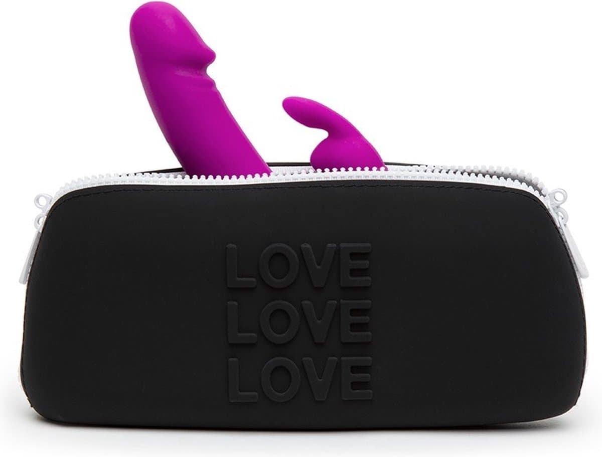 Nooitmeersaai - Opbergtas love love love siliconen met rits - black — afbeelding 1