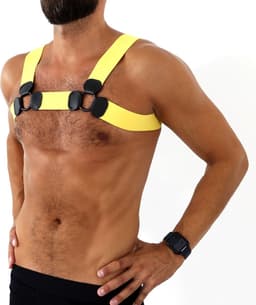 Kiotos - Elastisch Borstharnas - Tuigje - Riemenbody - Geel - Maat L/XL — thumbnail 1