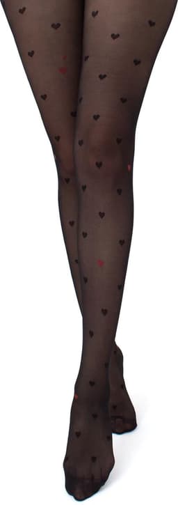 Giulia - Intimo Fashion licht glanzende 20den Panty met hartjes en open kruis - Zwart - M — thumbnail 4