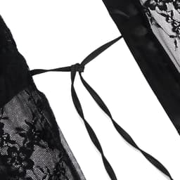 Zeloria Kanten Kimono Set met String – Transparante Sexy Nachtmode – Zwart – XL/XXL — thumbnail 4