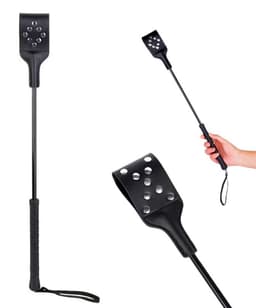 BDSM Tikzweepje met Studs - Spanking Paddle 48 cm - Sex Toys voor Koppels - Erotische Zweep PU Leer — thumbnail 1