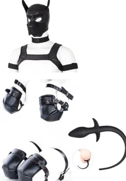 Petplay Deluxe 12 Delige Dog Puppy Set - Roleplay - kinky - luxe set - kwaliteits set - kinky - Zwart - Woeefff — thumbnail 1