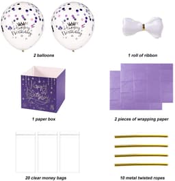 Dailygoods - Trekgeldballondoos - Geldcadeau - Verrassende verjaardagservaring - Paars - Grappige ballonset - Perfect voor vriendin of vrouw - Inclusi — thumbnail 2