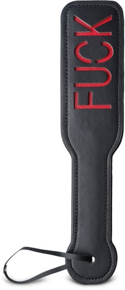 BDSM Paddle met ‘FUCK’-Print – Zwart/Rood – PU Leer – Dominantie Accessoire voor Spanking & Roleplay — thumbnail 1