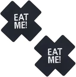CHPN - Tepelcovers - Tepelsticker - Eat me sticker voor op tepels - Zwart - Grappige tepel sticker - Tepels afplakken - Festival - Feest - Sexy - 1 paar — thumbnail 1