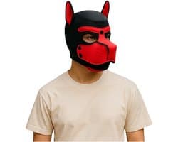 Hondenmasker Rood – Cosplay Puppy Play Masker Volwassenen – Neopreen – Verstelbaar – Kinky Pleasure® – BDSM Accessoire
