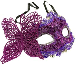 Venetiaans Masker - Maskerade Masker- Kantpatroon - Paars/Zilver — thumbnail 3