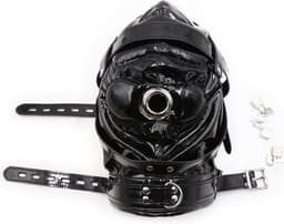 Banoch - Foraminis Hood Shiny Black - Zwart bondage glans masker van PU Leer | BDSM — thumbnail 3