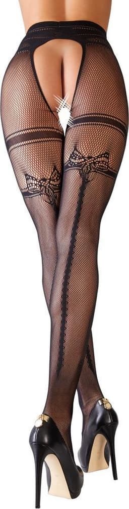 Cottelli Collection – Hold Up Kousen met Open Kruis voor Gemakkelijk Toegang -Maat L/XL - Zwart — thumbnail 7