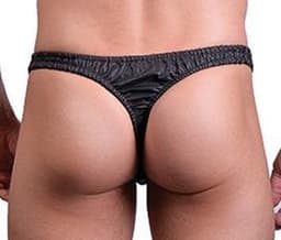 Mister B leren heren string slip - zwart small — thumbnail 2