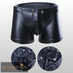 PU Lederen Boxershort - Open Kruis - Zwart - Sexy Herenondergoed | L | LS154 — thumbnail 5