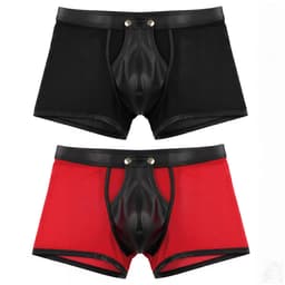 2-Pack BDSM Boxershorts Laklook en Mesh met Drukknoopsluiting - Sexy Herenondergoed - Maat XL | LS266 — thumbnail 1
