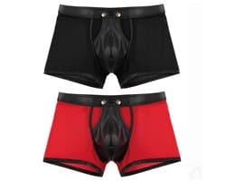 2-Pack BDSM Boxershorts Laklook en Mesh met Drukknoopsluiting - Sexy Herenondergoed - Maat XL | LS266