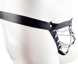 BamBella ® - String - Maat Onesize S M L - Zwart SM kleding Veter sluiting nep leer BDSM erotische heren kleding ondergoed lingerie onderbroek zwart — thumbnail 3