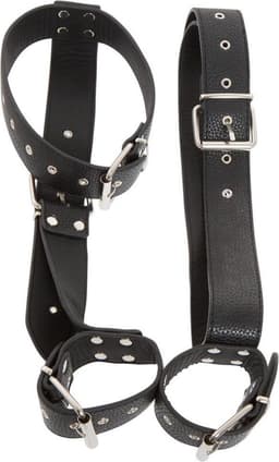 Bad Kitty – Lederen Bondage Riemen voor Handen en Hals 4-punts Bevestiging - Zwart — thumbnail 4
