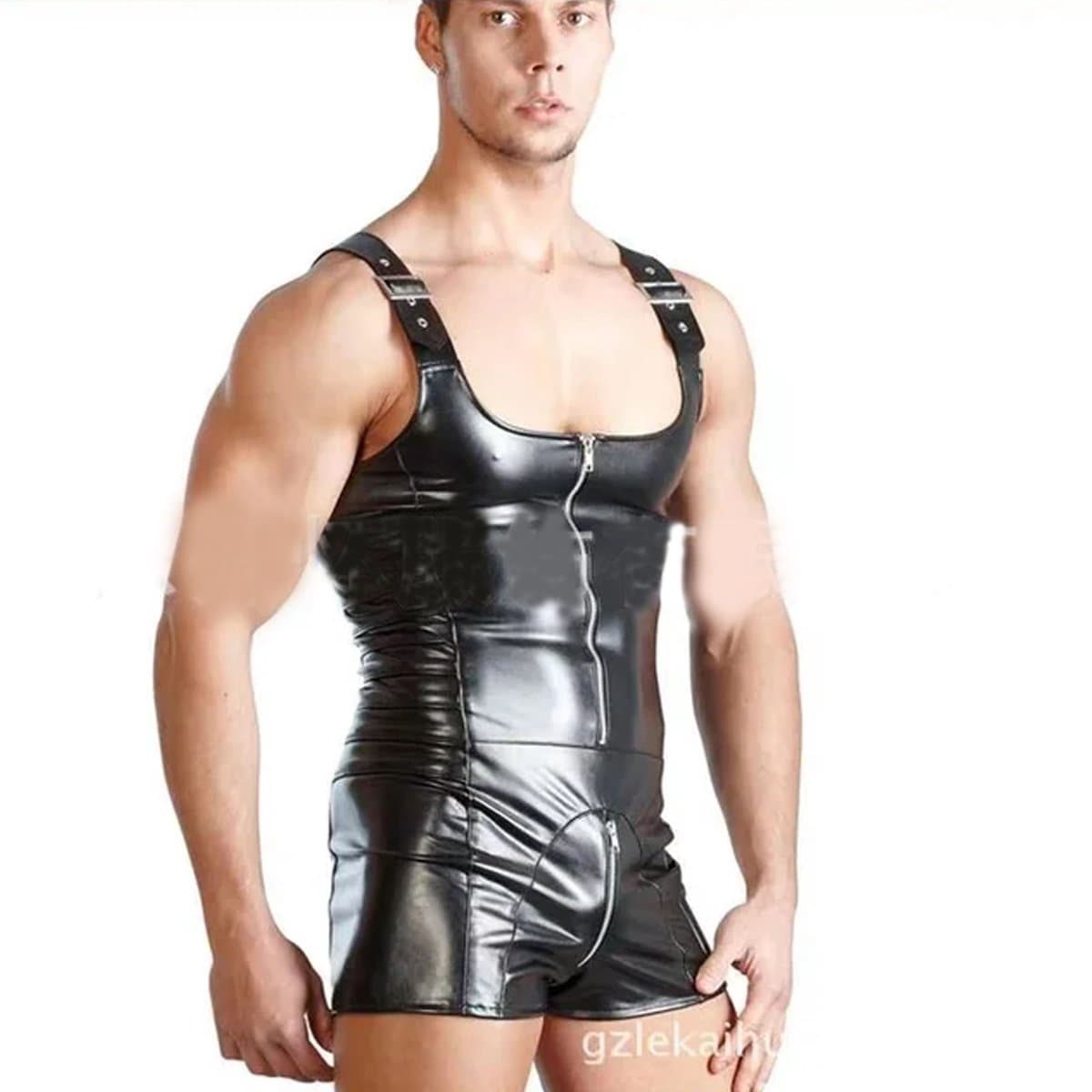 Lederen outfit heren - BDSM - Latex Look - Imitatie Leer - Jumpsuit - Body — afbeelding 1