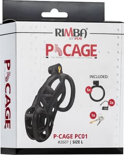 Rimba Toys - P-Cage PC01 - Kunststof Kuisheidskooi - Peniskooi - Chastity - Zwart - Verkrijgbaar in 3 maten — thumbnail 11