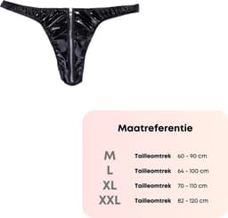 Heren Slip met Rits - Latex Look - String Zwart - Sexy Design - Mannen String - Ondergoed Maat XL — thumbnail 5