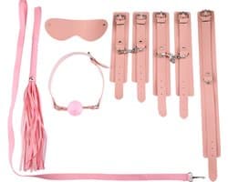 BDSM Set Roze voor Koppels - Bondage Training - Sex toys Masker Halsband Zweep Tape Touw Handboeien- Extreme Seks Training - Bondageset Beginners Erotiek - Shibari SM Toys - Fifty Shades Of Grey Seksspeeltjes