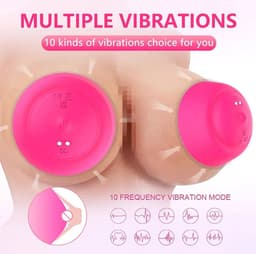 3 in 1 Tepel en borst stimulator - Vacuüm zuigen - 10 Vibratie standen - Likken - Tepel vibrator - Draadloze afstandsbediening - Set van 2 — thumbnail 2