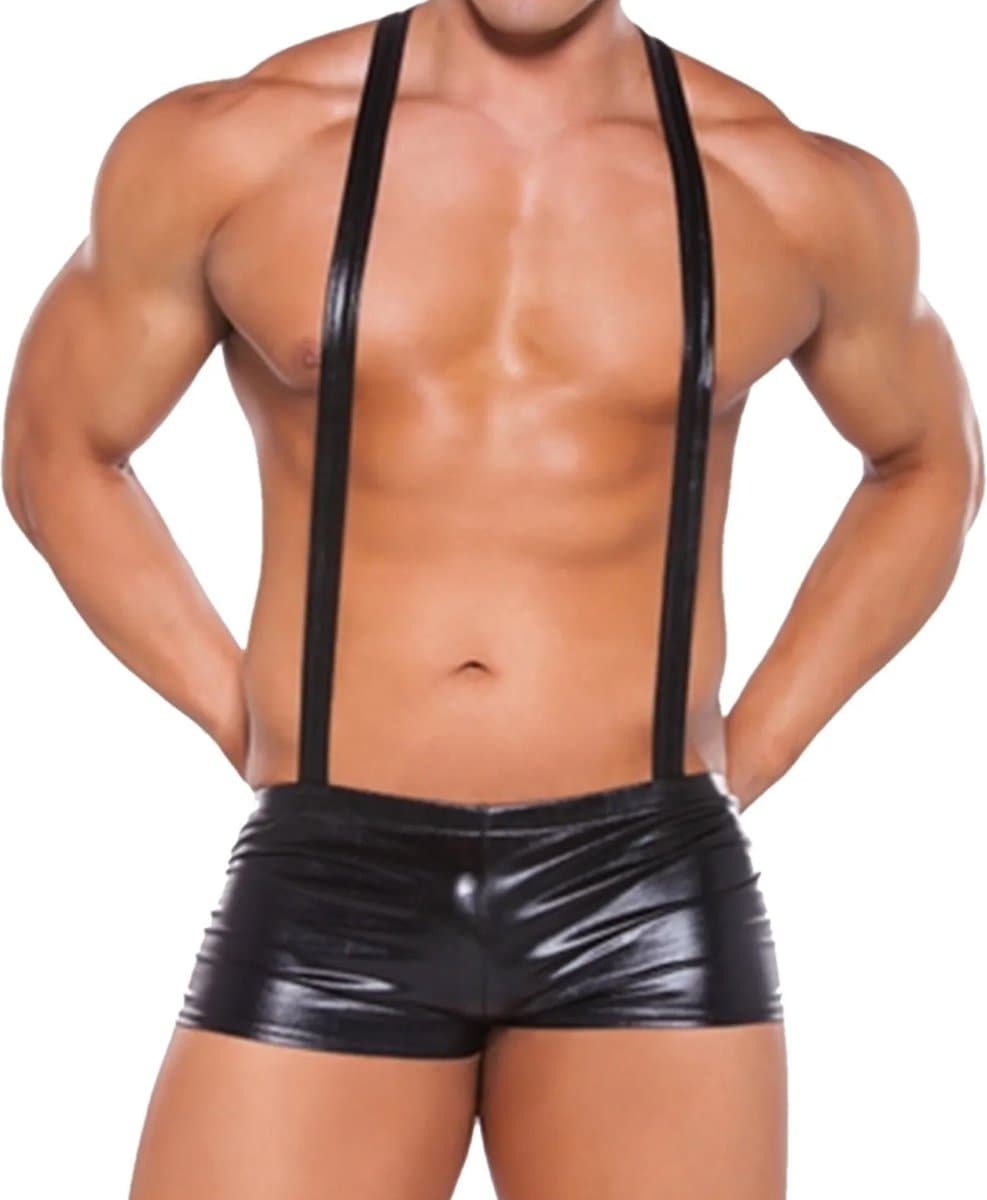 Erotische heren boxershort - Bretels - Rollenspel - PU Leder - Club en Feest — afbeelding 1